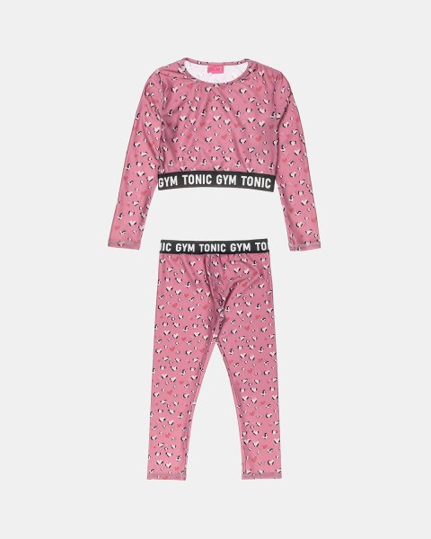 Set Gym Tonic crop top and leggings with hearts pattern (6-16 years)