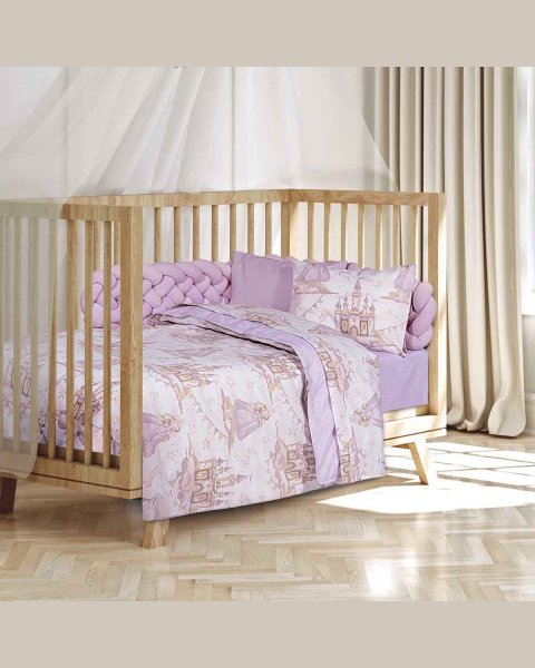 Σετ σεντόνια κούνιας 3τμχ πριγκίπισσα (σεντόνια 130x170, μαξιλαροθήκη)