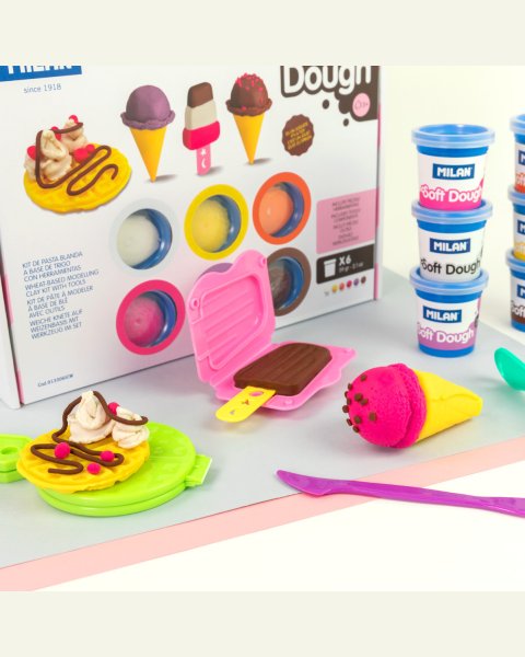 Kit 6 cans 59 g Soft Dough with tools Ice creams & Waffles (3+ years)