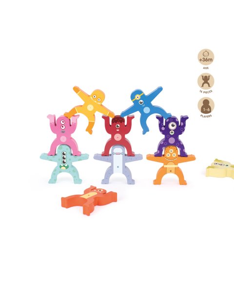 Aliens Tower stacking figures, wooden educational toy (3+ years)