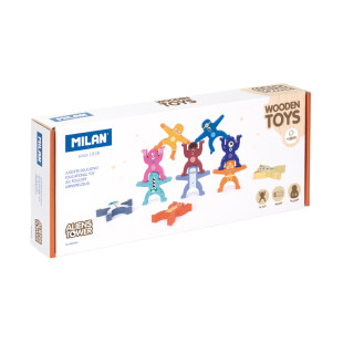 Aliens Tower stacking figures, wooden educational toy (3+ years)