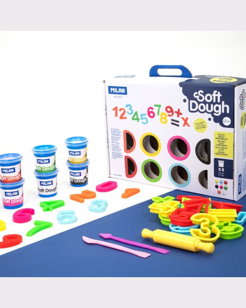 Kit 8 cans 59 g Soft Dough with tools 'Lots of numbers (3+ years)