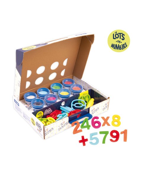 Kit 8 cans 59 g Soft Dough with tools 'Lots of numbers (3+ years)