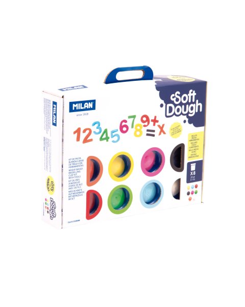 Kit 8 cans 59 g Soft Dough with tools 'Lots of numbers (3+ years)