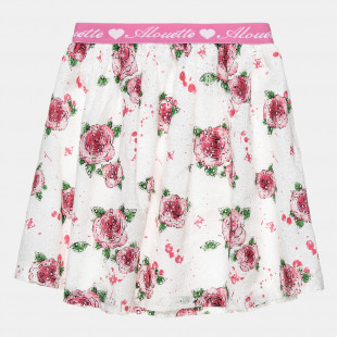 Skirt with cutwork embroidery and floral pattern (6-12 years)