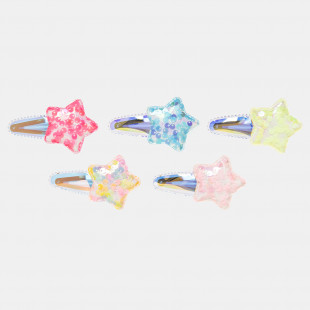 Hair clip stars with sequins 5-pieces