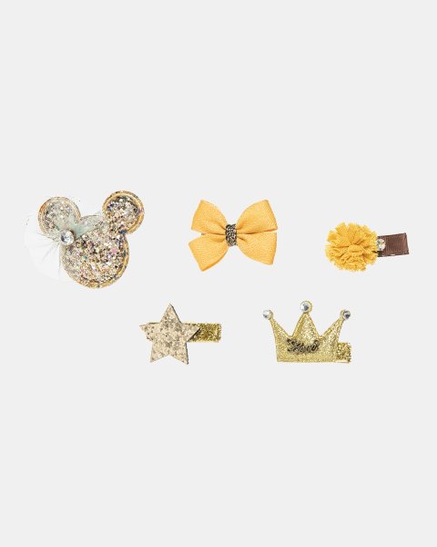 Hair clip 5-pieces with glitter and strass