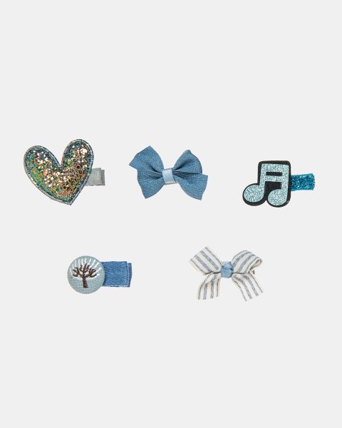 Hair clip 5-pieces with glitter and strass