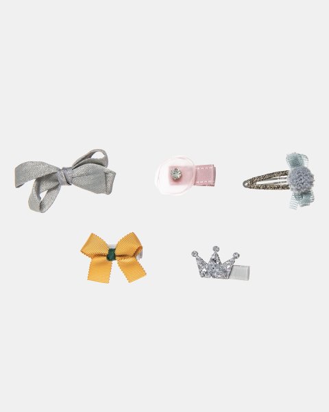 Hair clip 5-pieces with glitter and strass