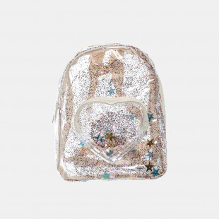 Backpack transparent with decorative hearts
