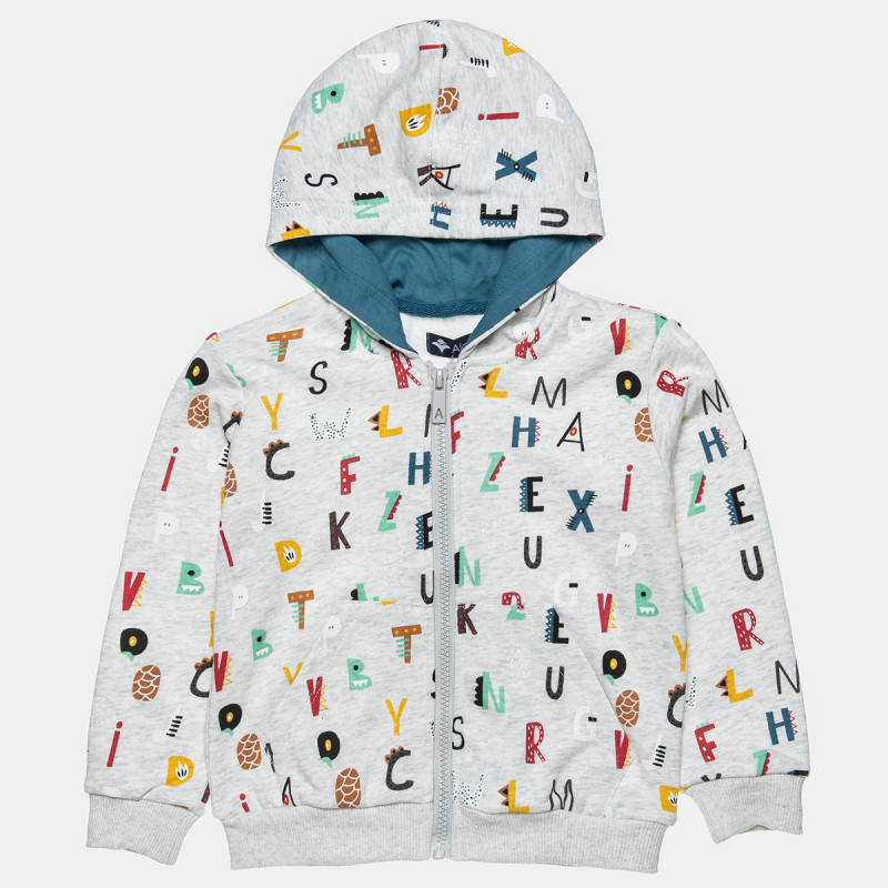 Zip hoodie with pattern english alphabet (9 months-5 years)
