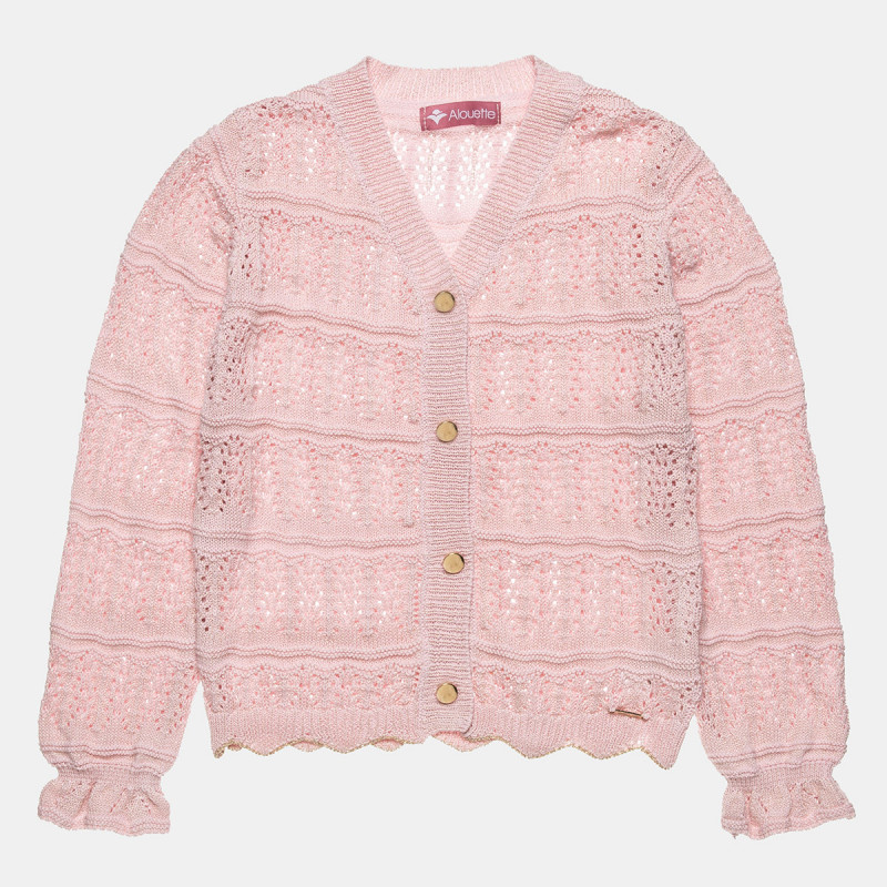 Open knit cardigan with gold buttons (6-14 years)
