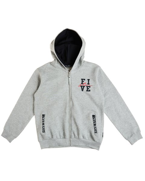 Zip hoodie cotton fleece blend Five Star with print (6-16 years)