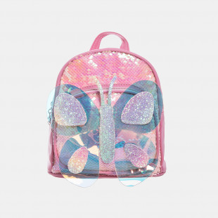 Backpack with sequin and 3D butterfly