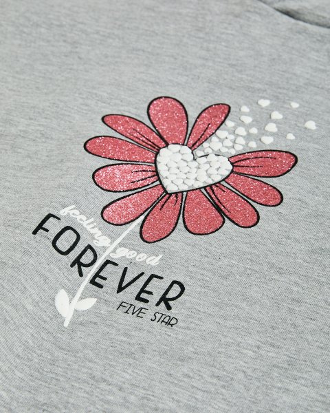 Tracksuit cotton fleece blend Five Star with embossed and glitter elements (12 months-5 years)