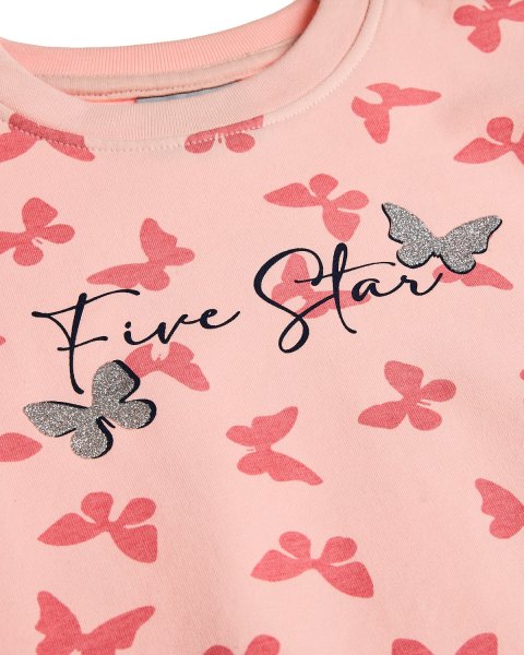 Set cotton fleece blend Five Star with glitter print (12 months-5 years)