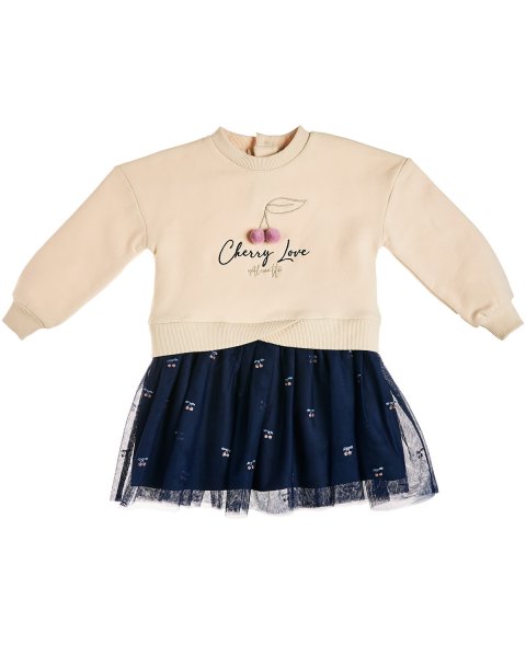 Dress cotton fleece blend with tulle (12 months-5 years)