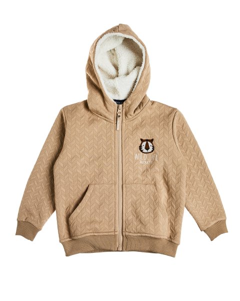 Zip hoodie with embossed texture and embroidery (12 months-5 years)