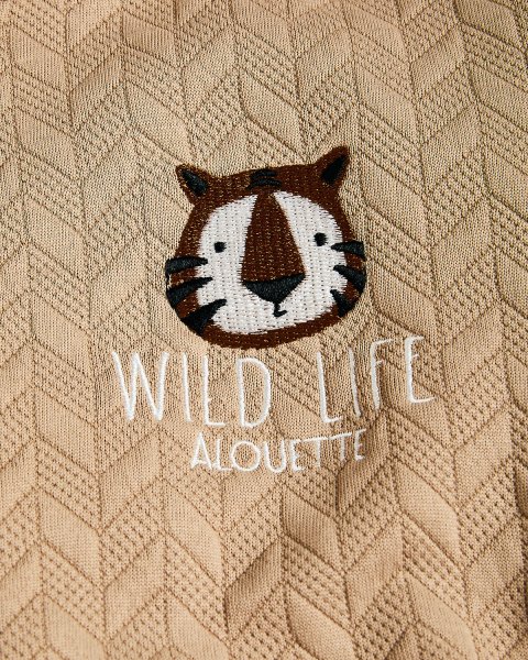 Zip hoodie with embossed texture and embroidery (12 months-5 years)