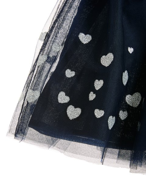 Dress with tulle and glitter hearts (4-12 years)