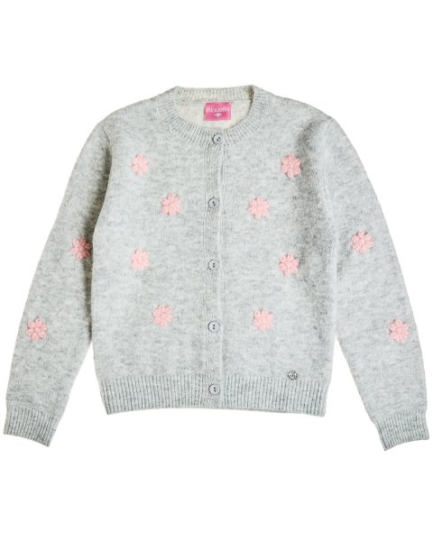 Knitted cardigan with embroidery flowers (6-14 years)