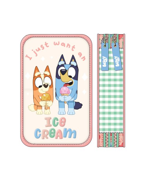 Pencil case Bluey Ice Cream with double zipper and slots