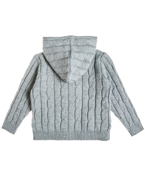 Knitted cardigan with eco fur hood (12 months-5 years)