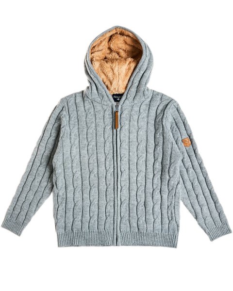 Knitted cardigan with eco fur hood (6-14 years)
