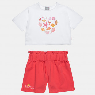 Set Five Star crop top with print and shorts (6-14 years)