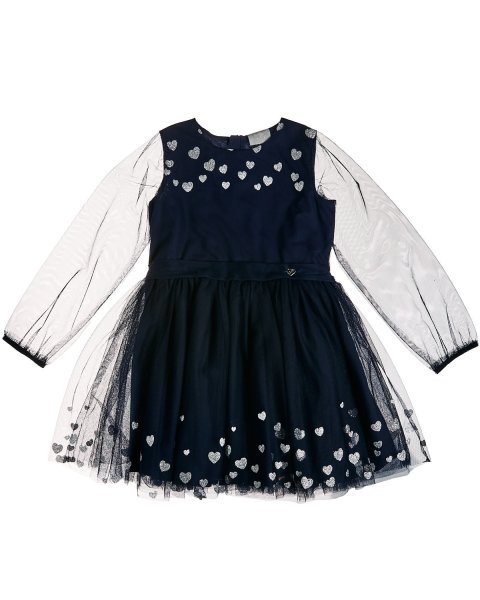 Dress with tulle and glitter hearts (4-12 years)