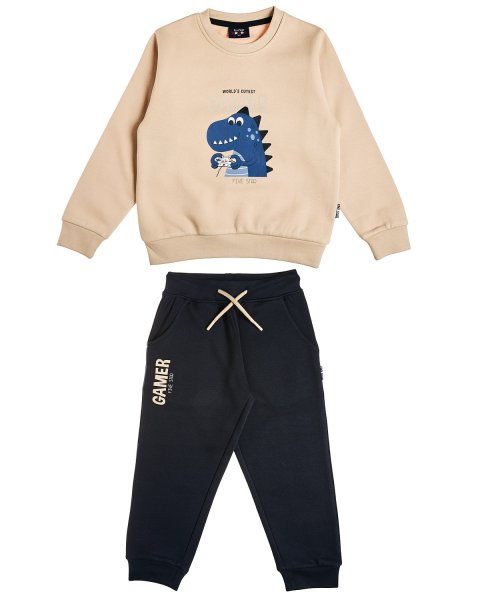 Tracksuit cotton fleece blend Five Star with embossed details 3pcs (12 months-5 years)