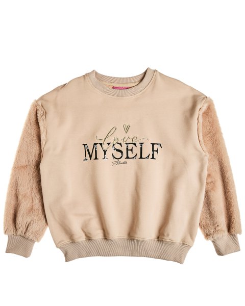 Top cotton fleece blend with fluffy sleeves (6-14 years)