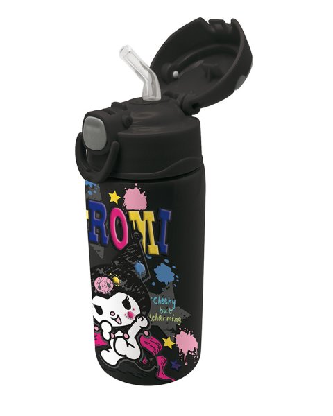 Water bottle thermos with straw Kuromi Sketchy 450ml ή 500ml