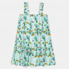 Dress with tropical pattern and ruffles (6-14 years)