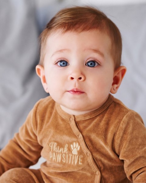 Babygrow velour Tender Comforts with embroidery (1-12 months)