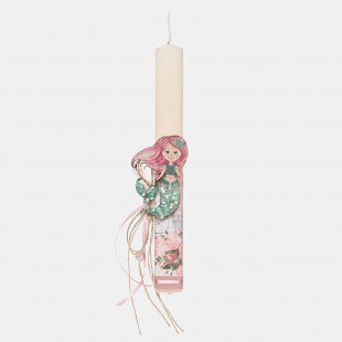 Easter candle aromatic decorated with wooden mermaid