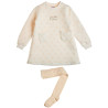Dress cotton fleece blend with embroidery and tights (6 months-4 years)