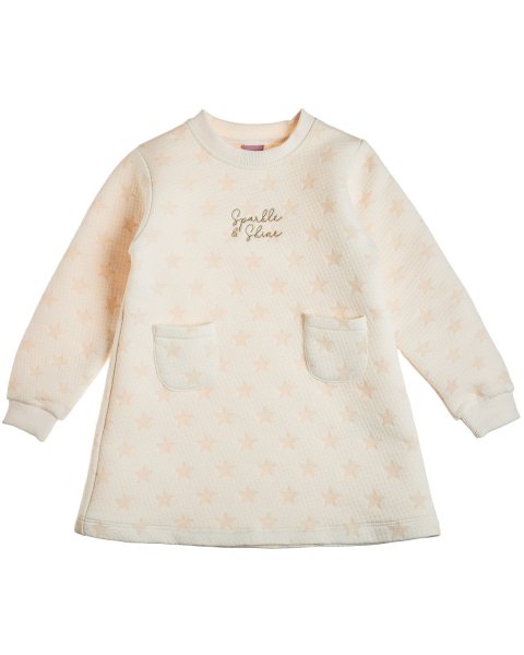 Dress cotton fleece blend with embroidery and tights (6 months-4 years)