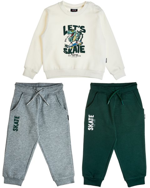 Tracksuit cotton fleece blend Five Star with embossed details 3pcs (12 months-5 years)