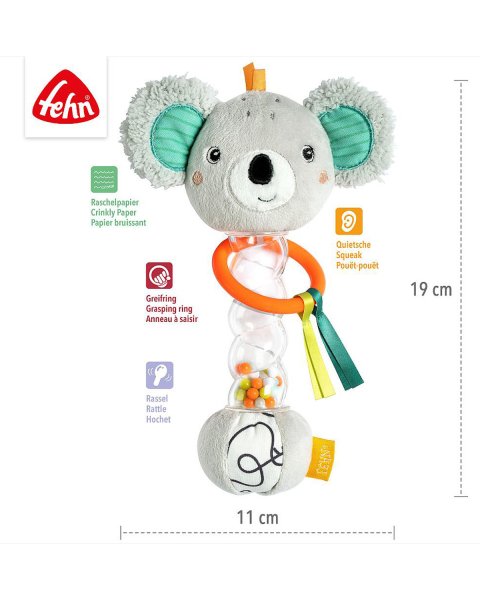 Motoric Toy Koala Fehn with Rattle Stick 19cm (3+ months)