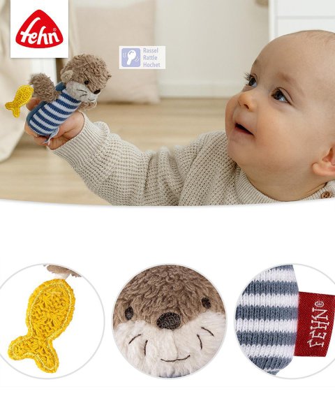 Grasping Toy Otter for Rattling 9,5cm (0+ months)