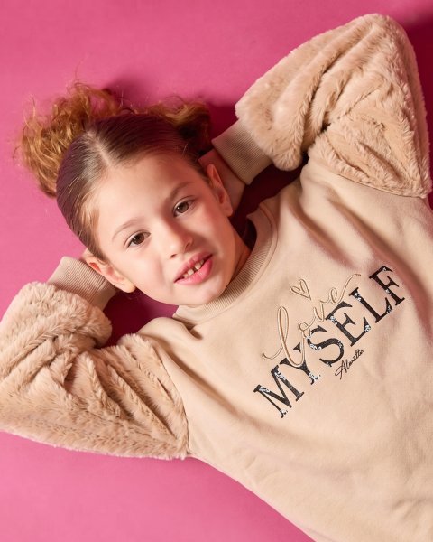 Top cotton fleece blend with fluffy sleeves (6-14 years)