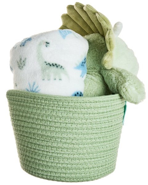 Dinosaur basket with plush toy and 90x75cm blanket Tender Comforts