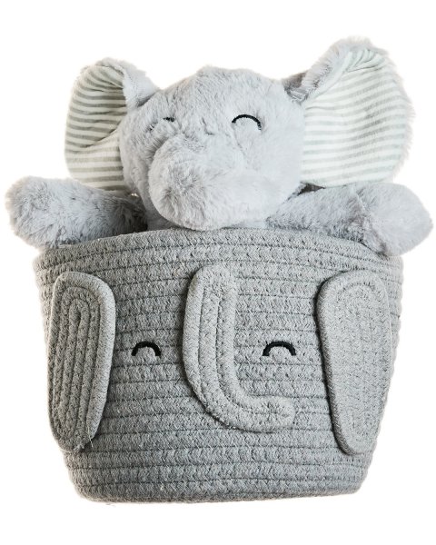 Elephant basket with plush toy and 90x75cm blanket Tender Comforts