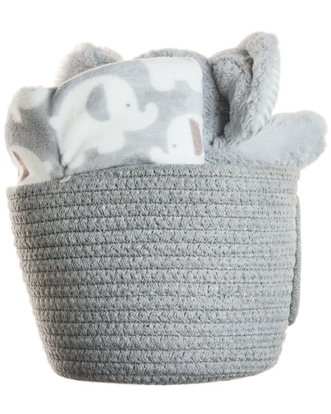 Elephant basket with plush toy and 90x75cm blanket Tender Comforts
