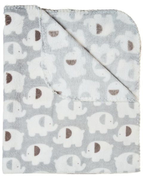 Elephant basket with plush toy and 90x75cm blanket Tender Comforts