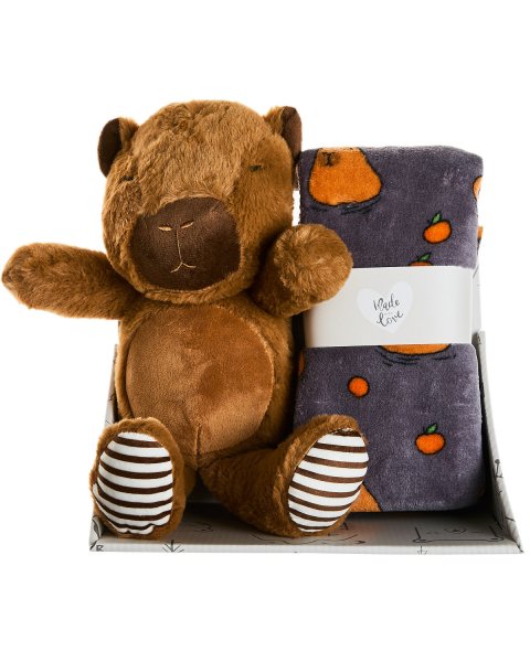 Plush toy capybara with blanket 90x75cm Tender Comforts