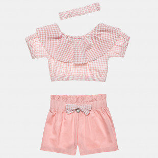 Σετ crop top και σόρτς με γκοφρέ υφή (18 μηνών-5 ετών)