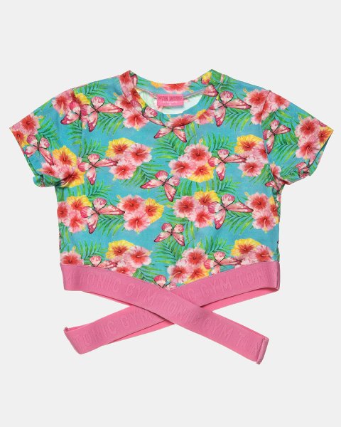 Set Gym Tonic with flowers pattern (6-16 years)