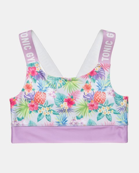 Set Gym Tonic crop top and leggings with tropical pattern (6-16 years)